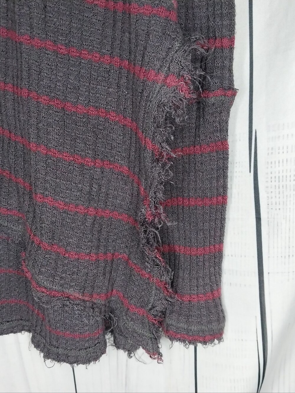 Free People Distressed V-Neck Waffle Knit Grunge Boho Casual Long Sleeve Top - Picture 2 of 7